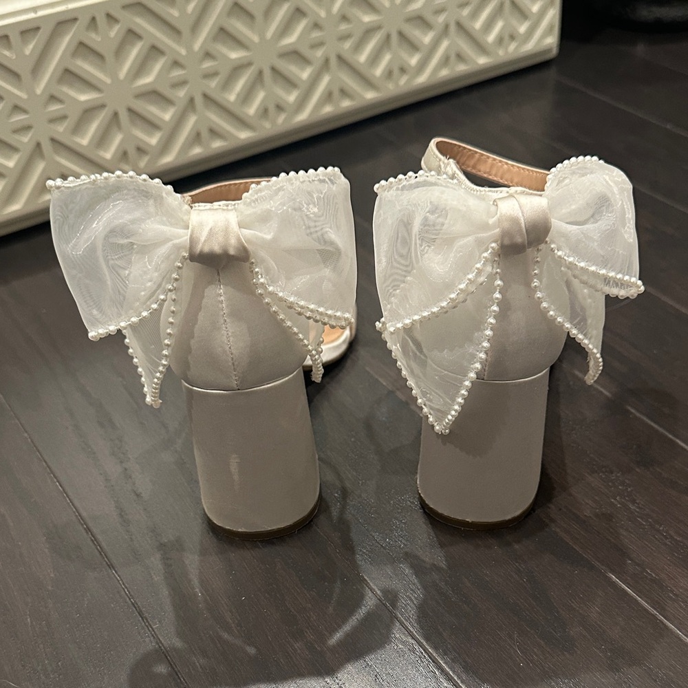 Charles & Keith Ivory Heels with Bow - Bride, Wedding, Shower, Engagement - Picture 3 of 4